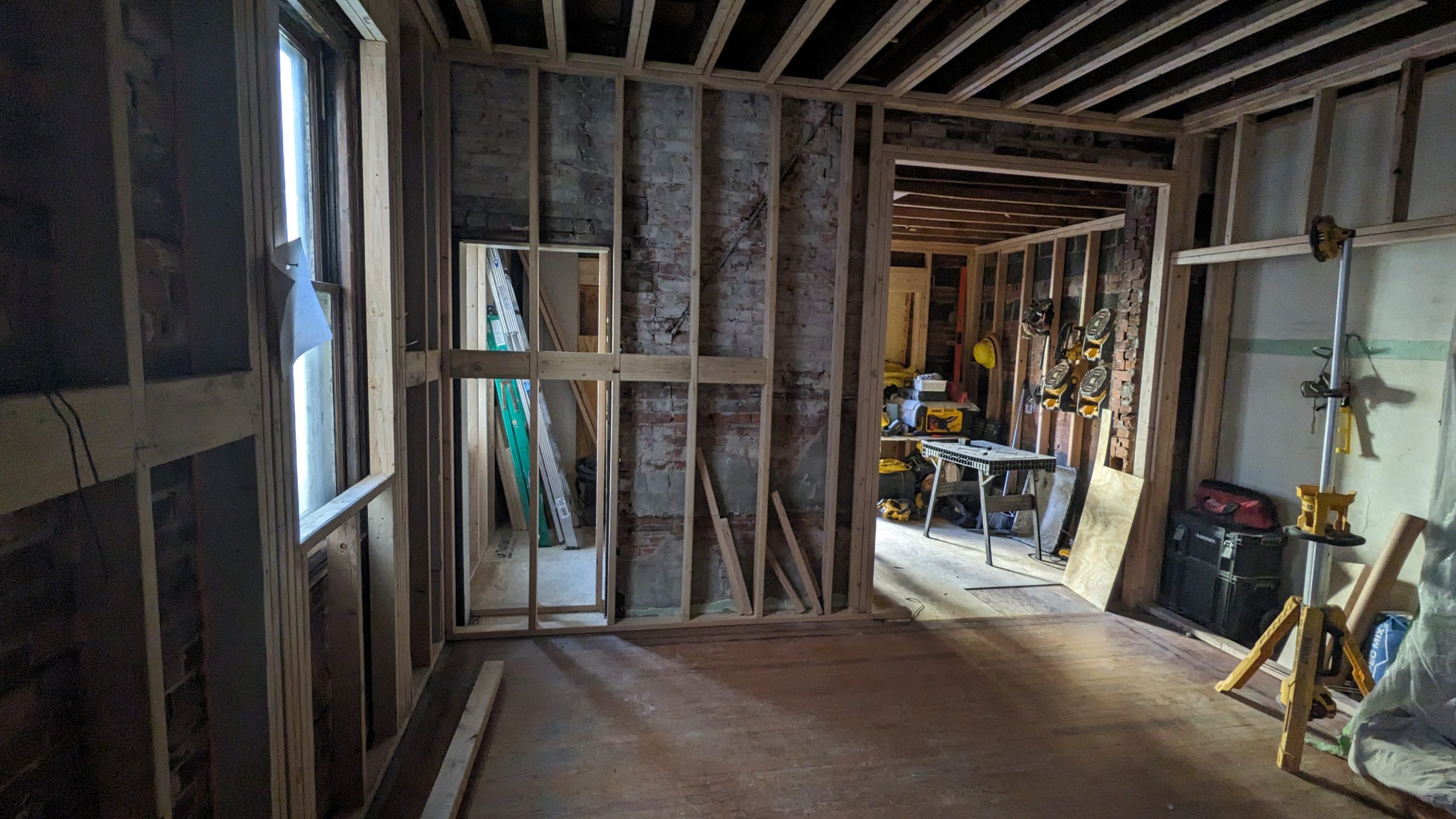Construction during a home remodel project in Philadelphia, PA